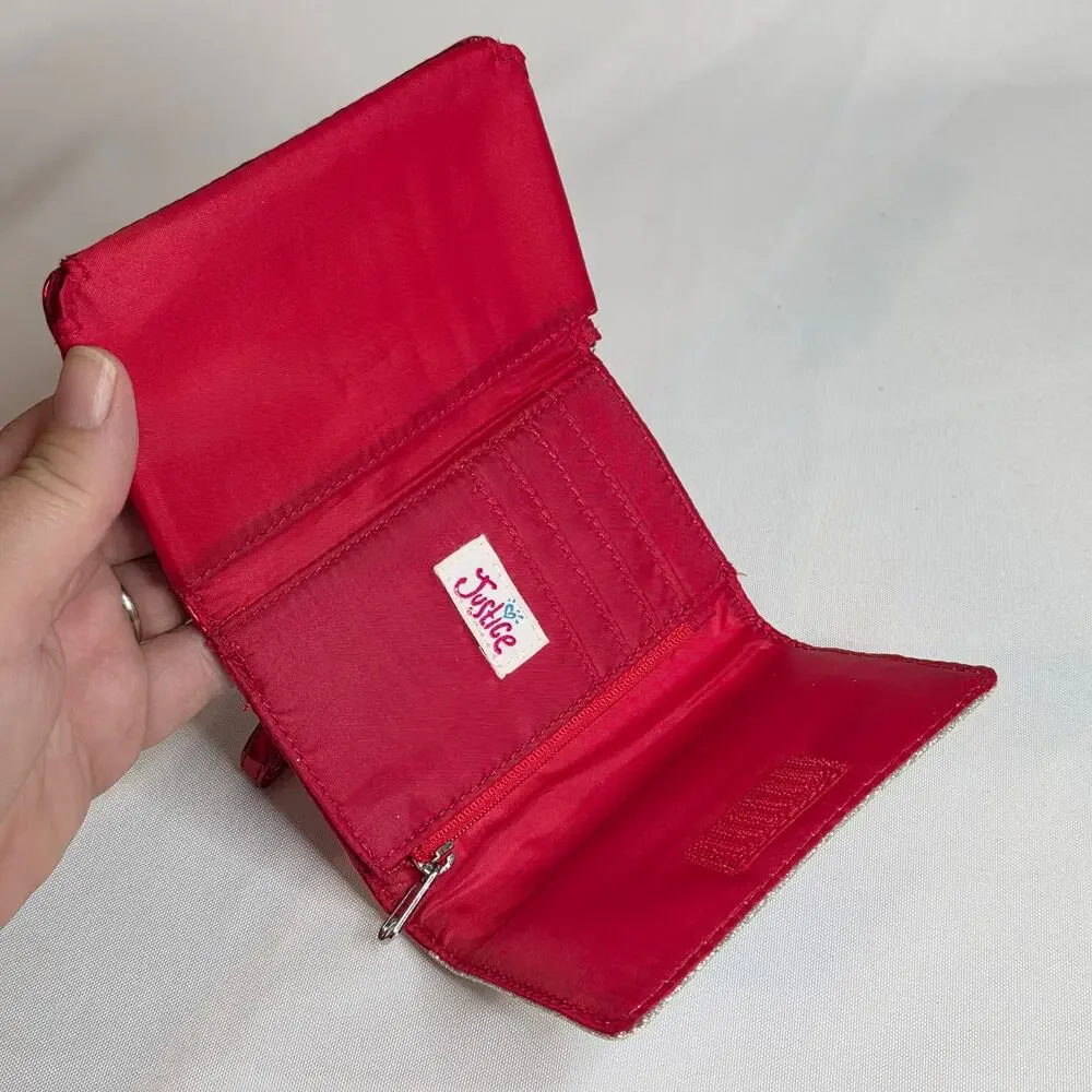 Justice Red Wallet Purse Free To Be Me Clutch Wristlet Red White Blue Used